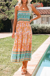 Vestido midi con bloques de color florales